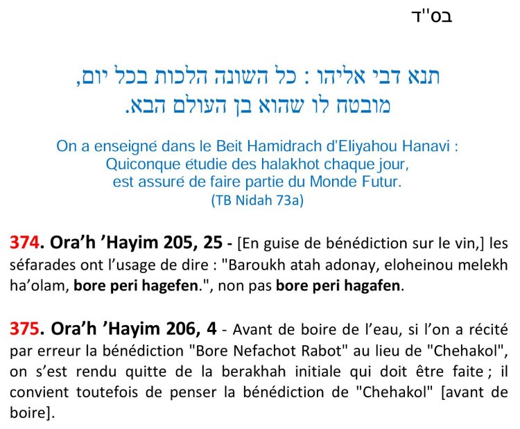 2 halakhot par jour - № 175